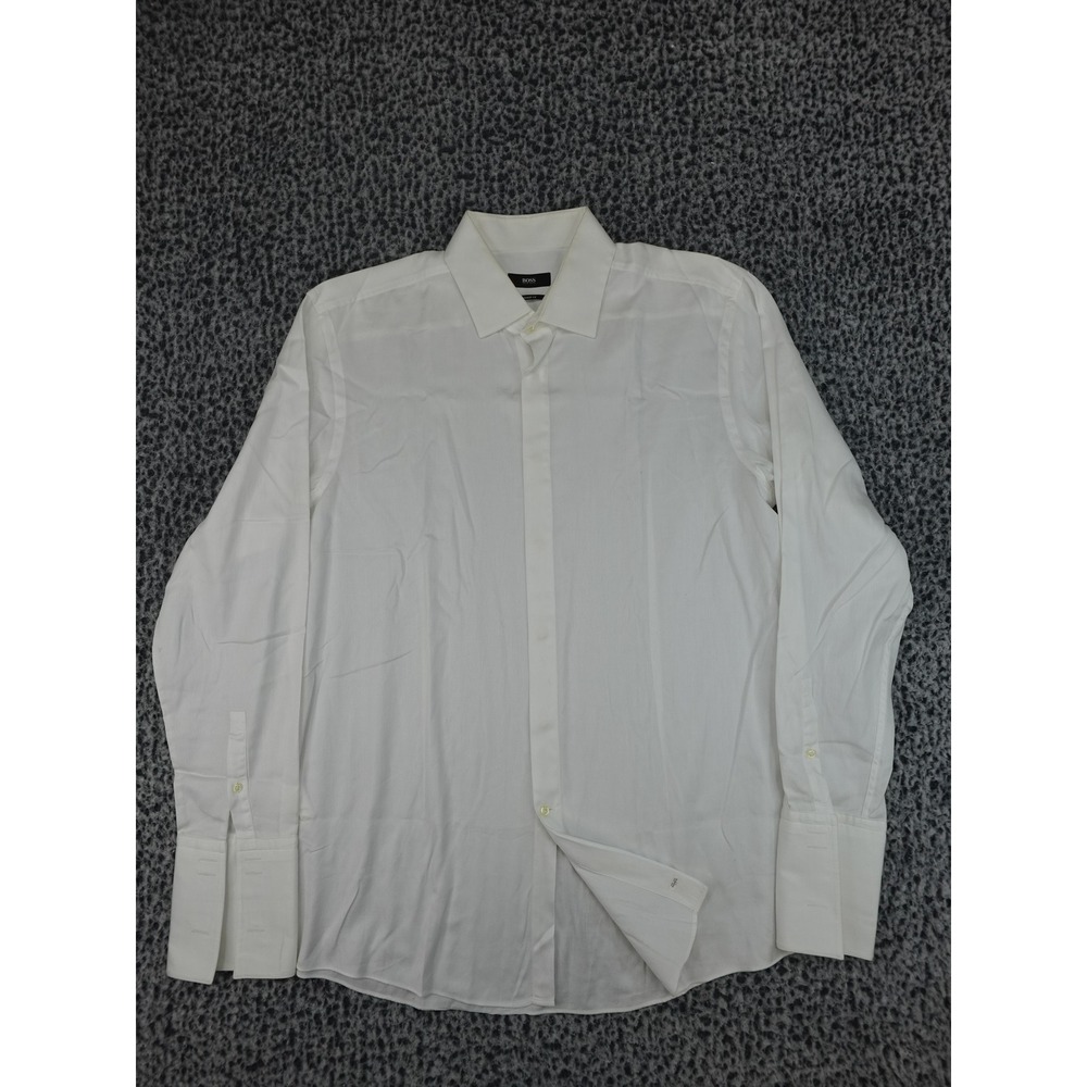 BOSS Hugo Boss Marlyn Dress Shirt Mens 17.5 34/35 White Sharp Fit French Cuff